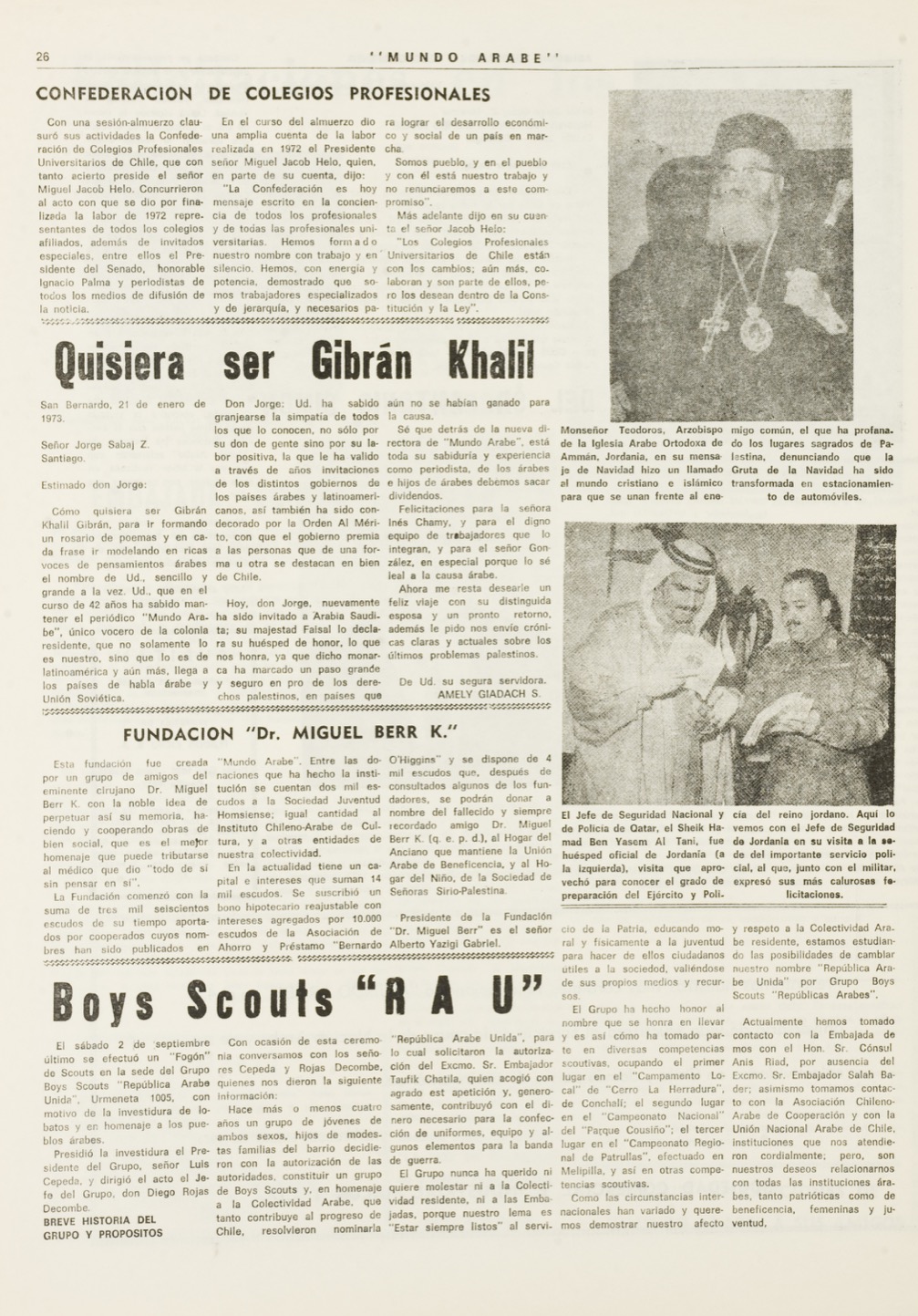 Amely Giadach, "Quisiera ser Gibrán Khalil", Mundo Árabe, Jan 1, 1973, p. 26.